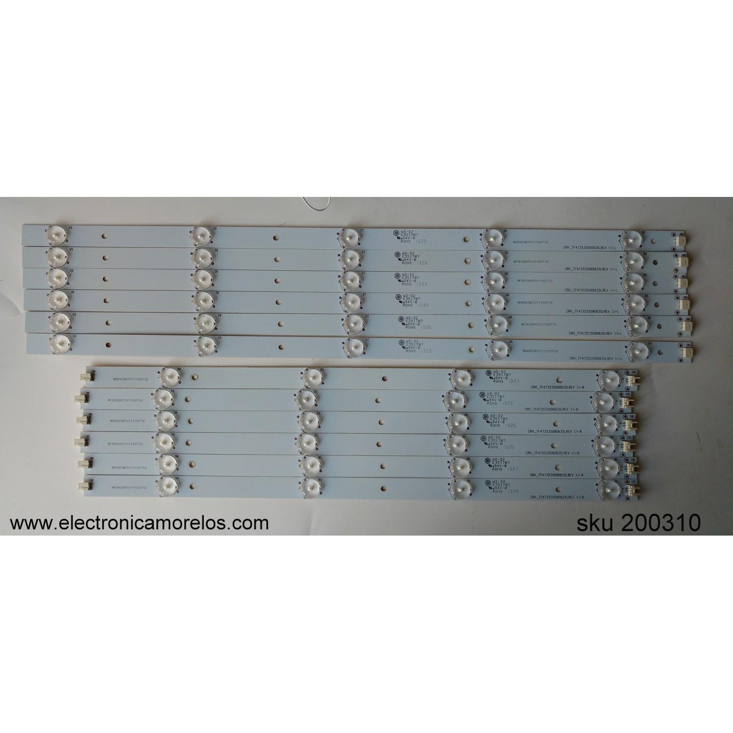 KIT DE LED PARA TV / ELEMENT LSC480HN05-B01 / CRH_TF473535090635LREV 1.1-R / CRH_TF473535090635LREV 1.1-LC / MODELO ELEFT481
